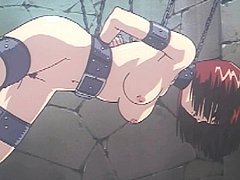 Chained hentai gets dildoed pain in the neck coupled with wetpussy