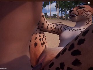 Hot Horny Cheetah Fucks 3 Men Fleecy động (với âm thanh / kiêm)