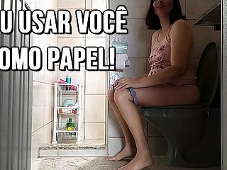 Vrouw gebruikt haar cuckold als een toilet menselijk papier