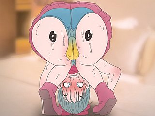 Piplup on ก้นของ Bulma! Pokemon และ Dragon Ball Anime Hentai (Cartoon 2d Sex) สื่อลามก