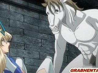 Hentai công chúa với bigtits tàn nhẫn doggystyle fucked bởi con ngựa quái vật