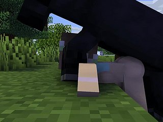 Minecraft- Ze geneukt entry-way paard en een Wolf